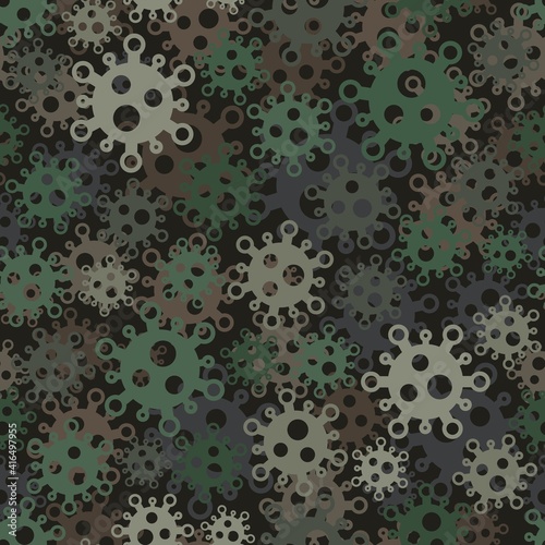 Military virus seamless pattern background. Pandemic concept camouflage