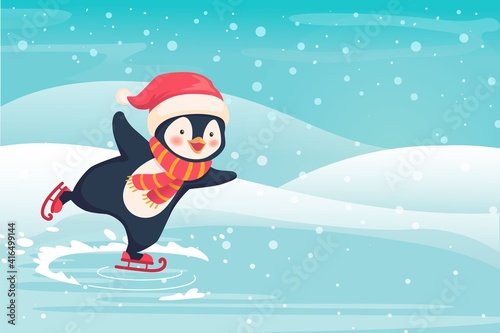 Penguin ice skating