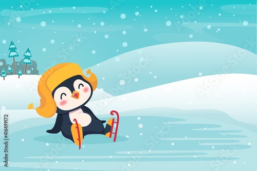 Penguin ice skating