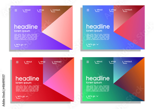 Website landing page template. Set of four different vector design mockups.