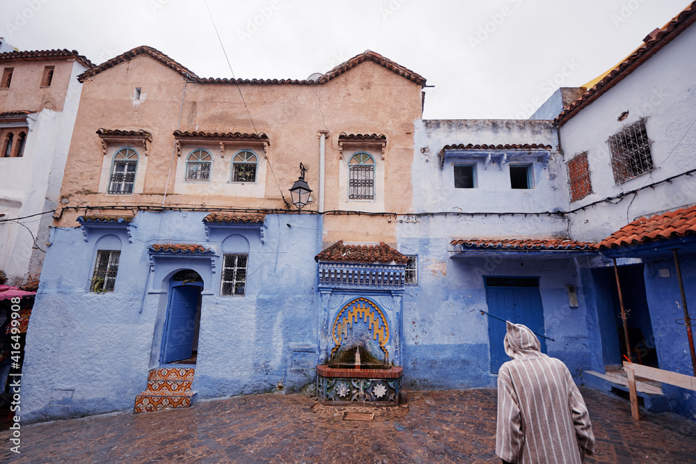Blue city. Ancient architecture of old town Medina of Chefchaouen, Morocco. 19th of October 2018.