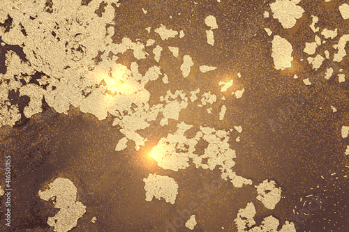 Fortuna gold and brown abstract marble background with sparkles. Vector texture in alcohol ink technique with glitter. Template for banner, poster design. Fluid art painting