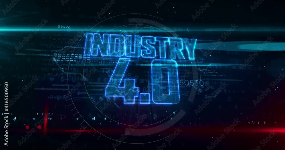 Industry 4.0 concept, artificial intelligence, robotic and modern factory loop. Futuristic abstract 3d rendering animation. Industry 4.0 concept, artificial intelligence, robotic and modern factory loop. Futuristic abstract 3d rendering animation.