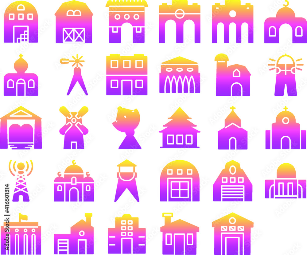 Home and building media icons for businesses and applications Home and building media icons for businesses and applications