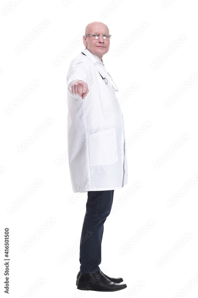 serious doctor with a stethoscope looking at you . serious doctor with a stethoscope looking at you .