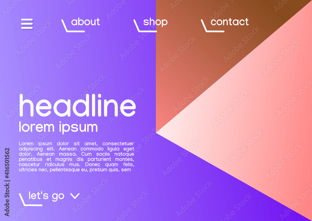 Obraz premium Website landing page template. Abstract shape vector mockup.