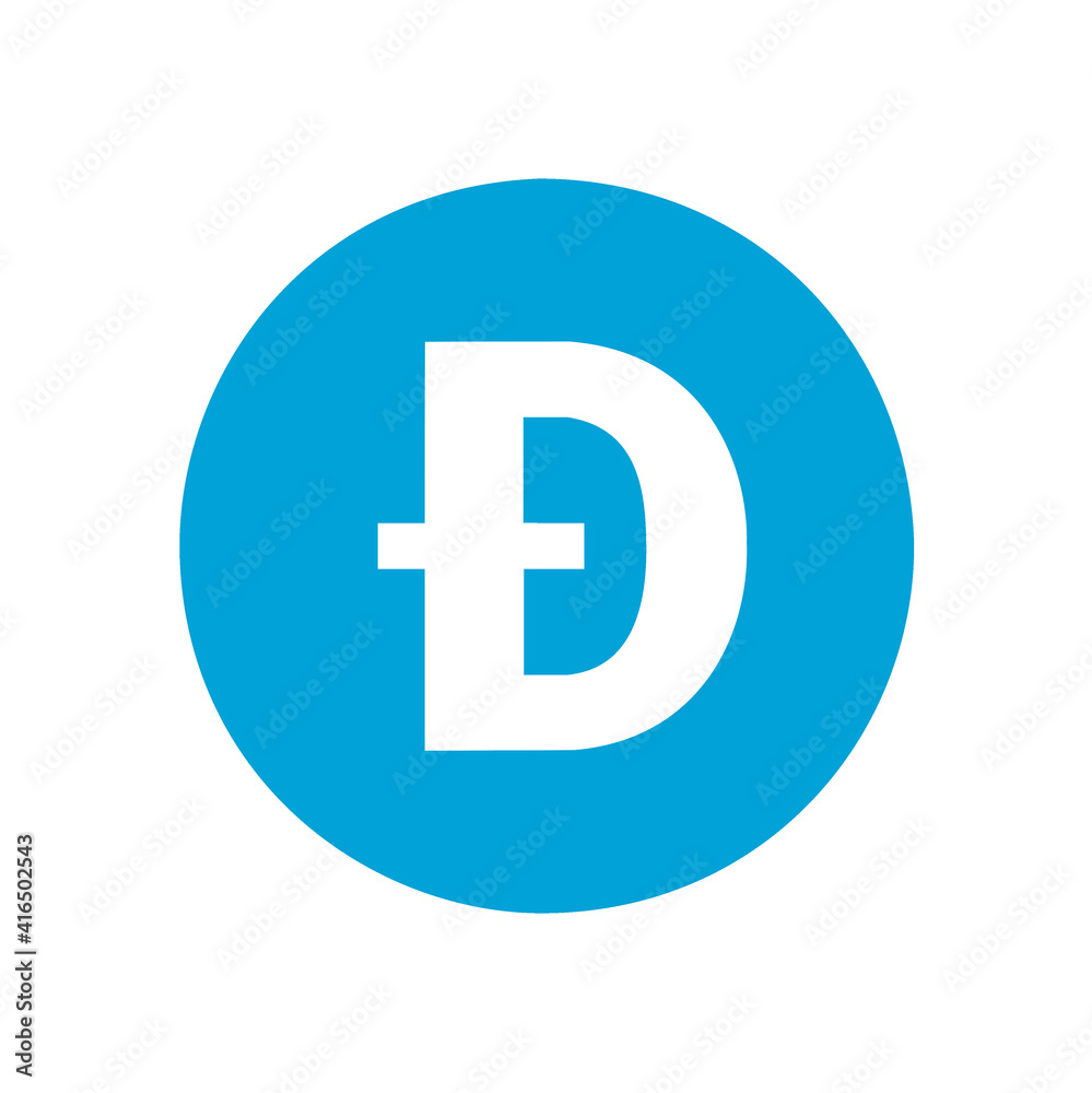 DogeCoin blue flat icon isolated on white background DogeCoin blue flat icon isolated on white background
