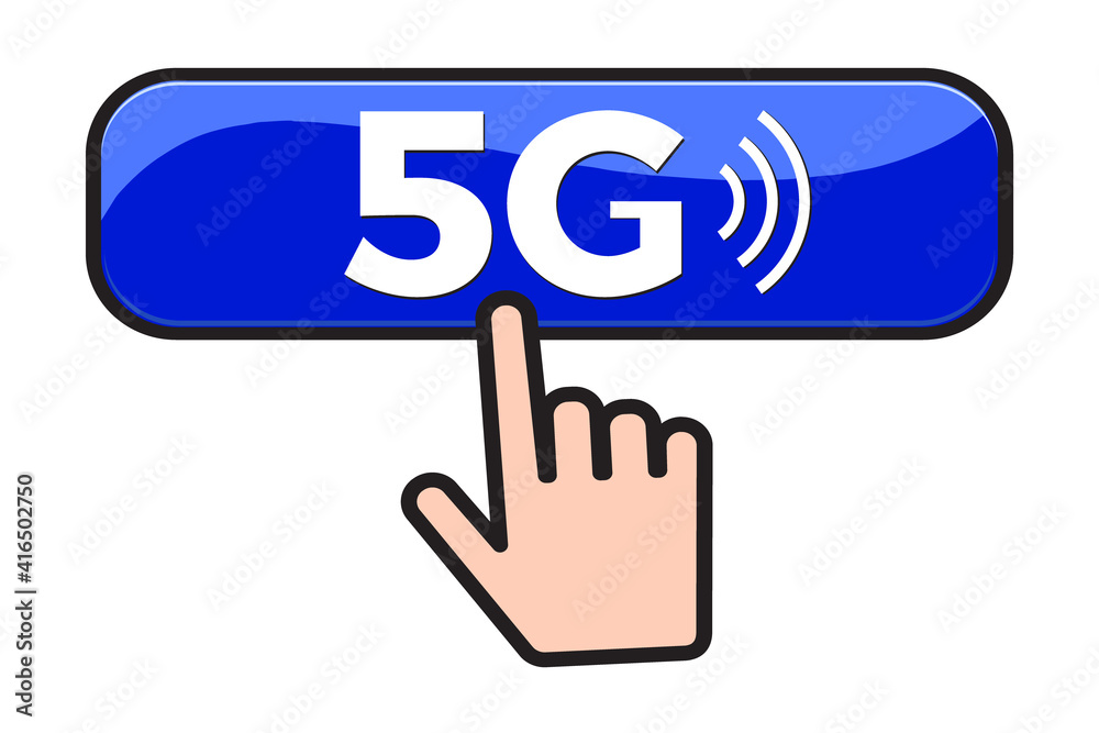5G button and finger click cursor. Web button Vector illustration 5G button and finger click cursor. Web button Vector illustration