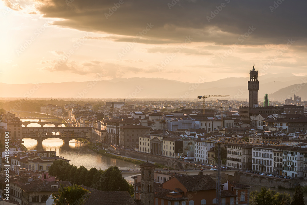 A view of Florence during sunset