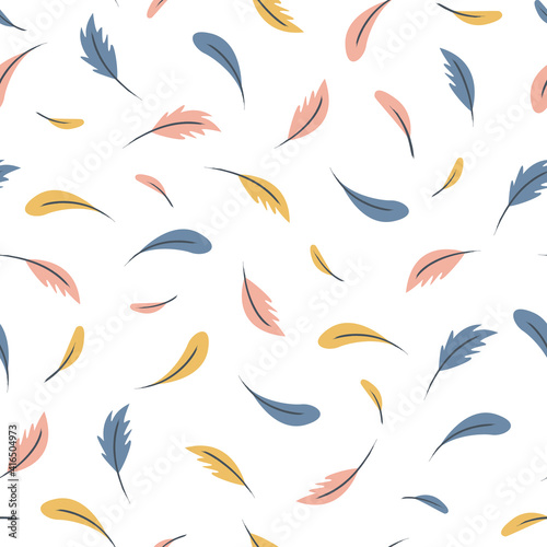 Seamless Pattern Colorful Bird Feathers Design Vector Illustration