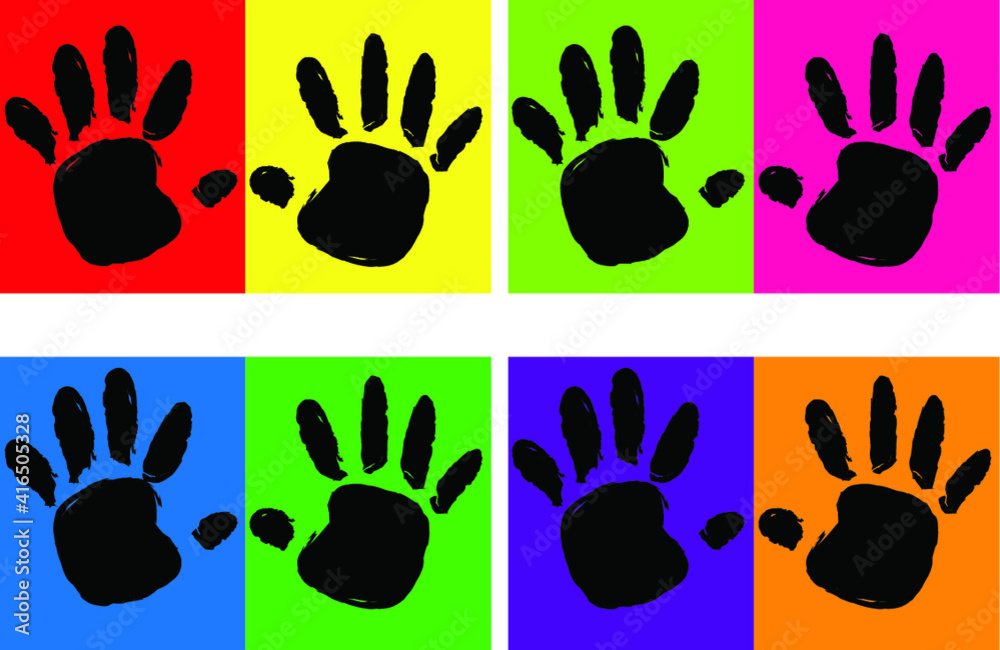 Fototapeta premium vector kids hand pint set design