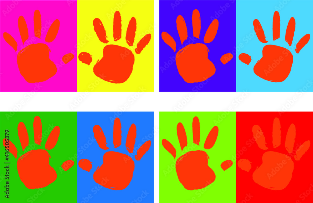 Fototapeta premium vector kids hand pint set design