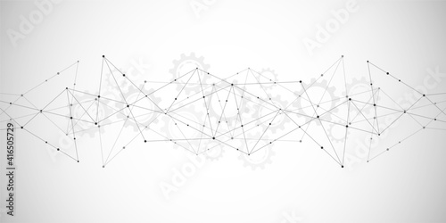 Abstract polygonal background with connecting dots and lines. Global network connection, digital technology and communication concept