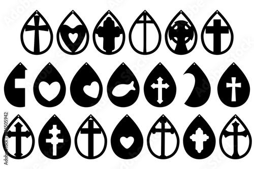 My first Communion earrings. Cut files templates on white background