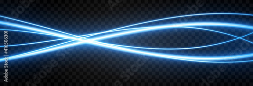 Vector glowing light lines. Neon light, electric light, light effect png. Blue line png, magical glow, shine.