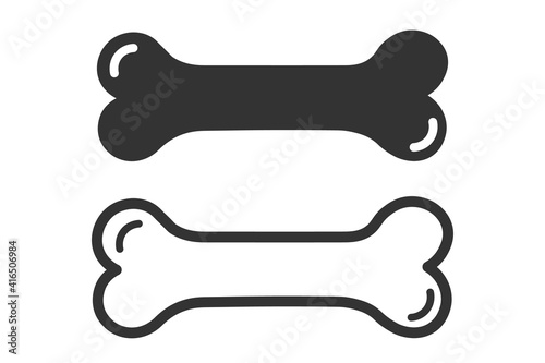 Dog bone flat and line icons. Isolated vector logo illustration.	