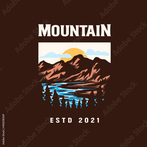 Mountain adventure emblem logo template