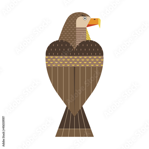 Golden Eagle Bird Geometric Icon in Flat