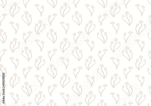 Simple mushrooms seamless pattern  pale gray on white background. Hand drawn vector illustration. Scandinavian style design. Concept for kids woodland textile  fashion print  wallpaper  package.