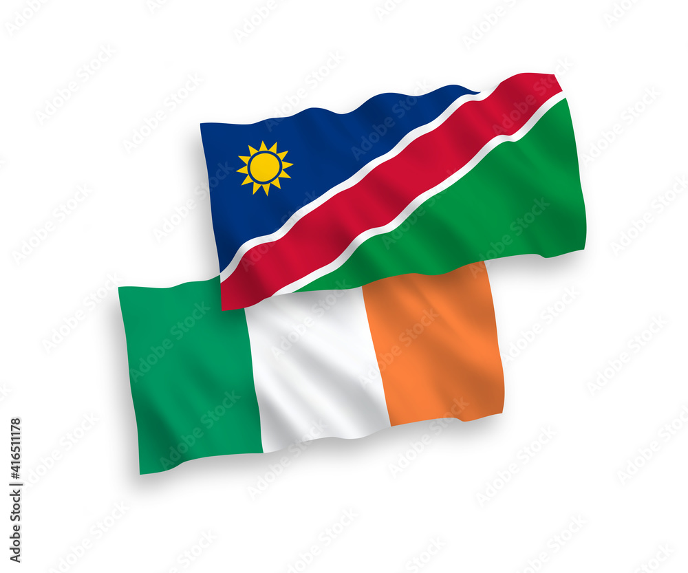 Flags of Ireland and Republic of Namibia on a white background