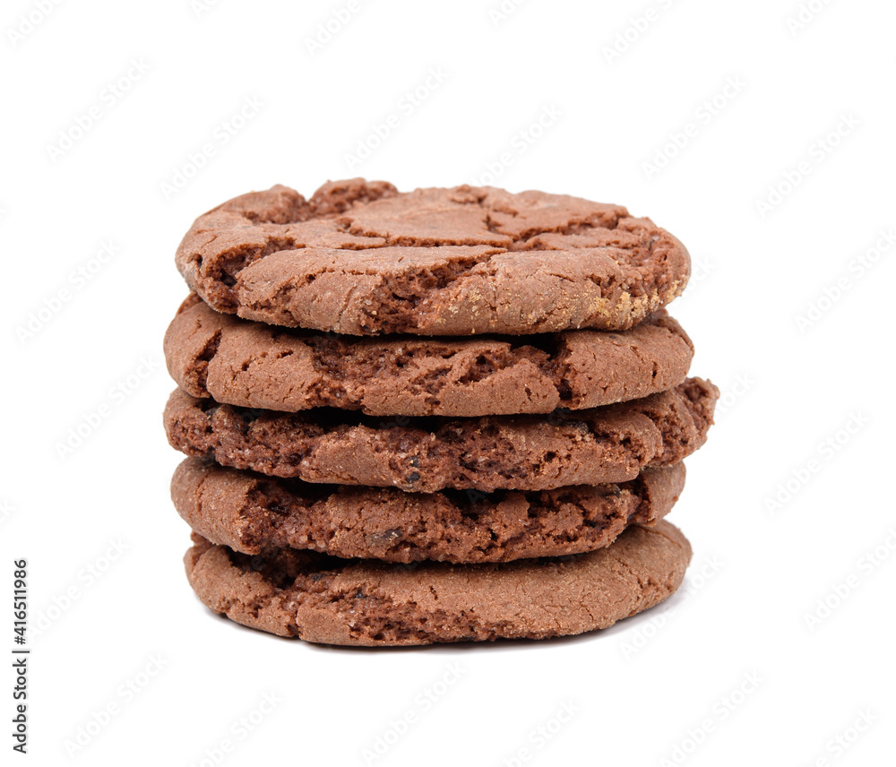 round biscuit chocolate chip cookie isolated on white background round biscuit chocolate chip cookie isolated on white background