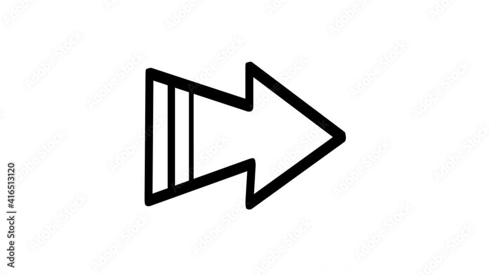 Cartoon arrow hand drawn with marker, simple doodle stop motion animation 