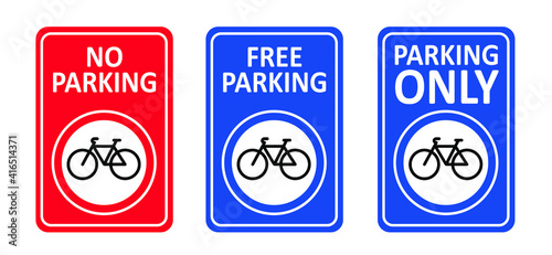 No bicycle parking space zone or free only bike parking. Stop ban cycling icon. Flat vector bike to parking area sign. Prohibiting cycling, not allowed sign 