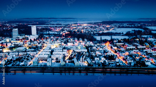 Rüningen at night in 40cm Snow at -17 degree (birds eye view) photo