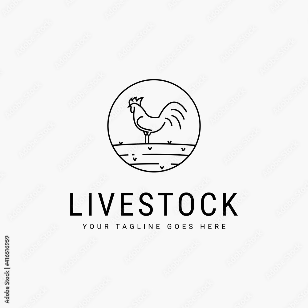 Line art livestock minimalist logo vector illustration design Line art livestock minimalist logo vector illustration design