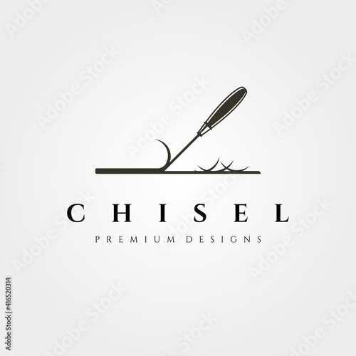 chisel logo vector symbol for woodwork carpentry illustration design