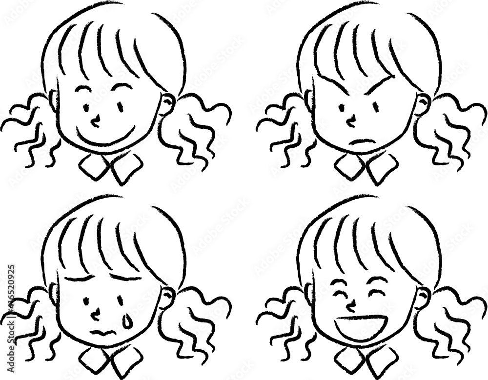 vector cartoon girl face emoji sticker set vector cartoon girl face emoji sticker set