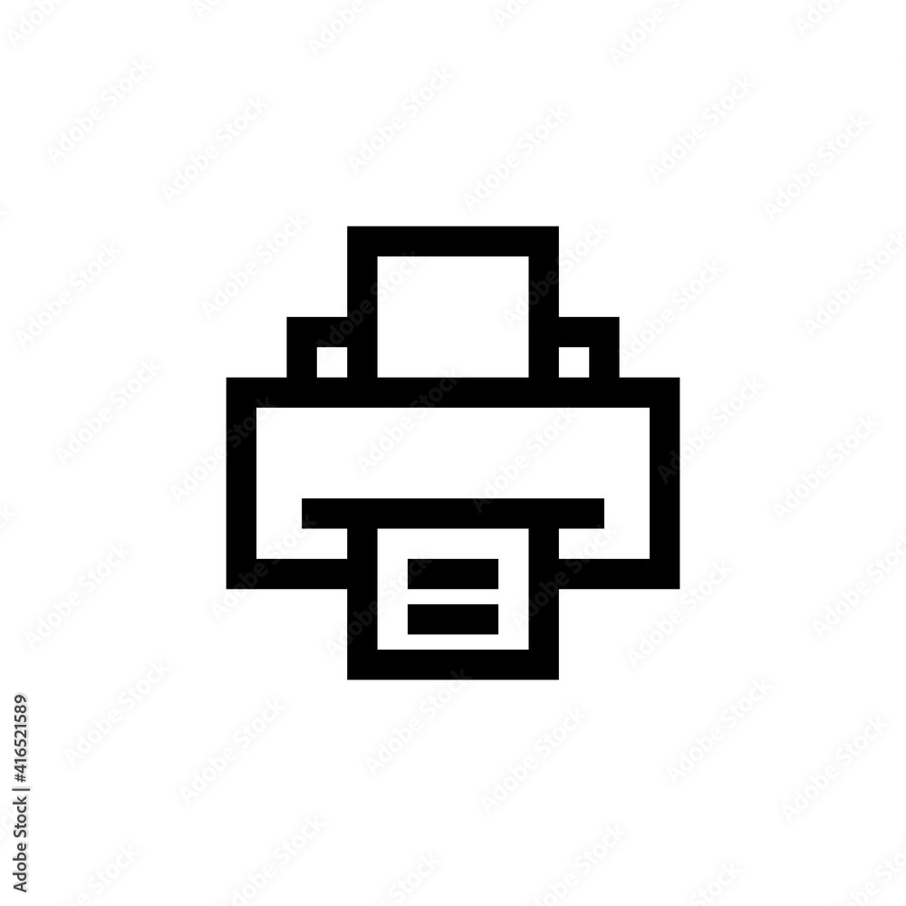 Printer icon with line style and perfect pixel icon Printer icon with line style and perfect pixel icon