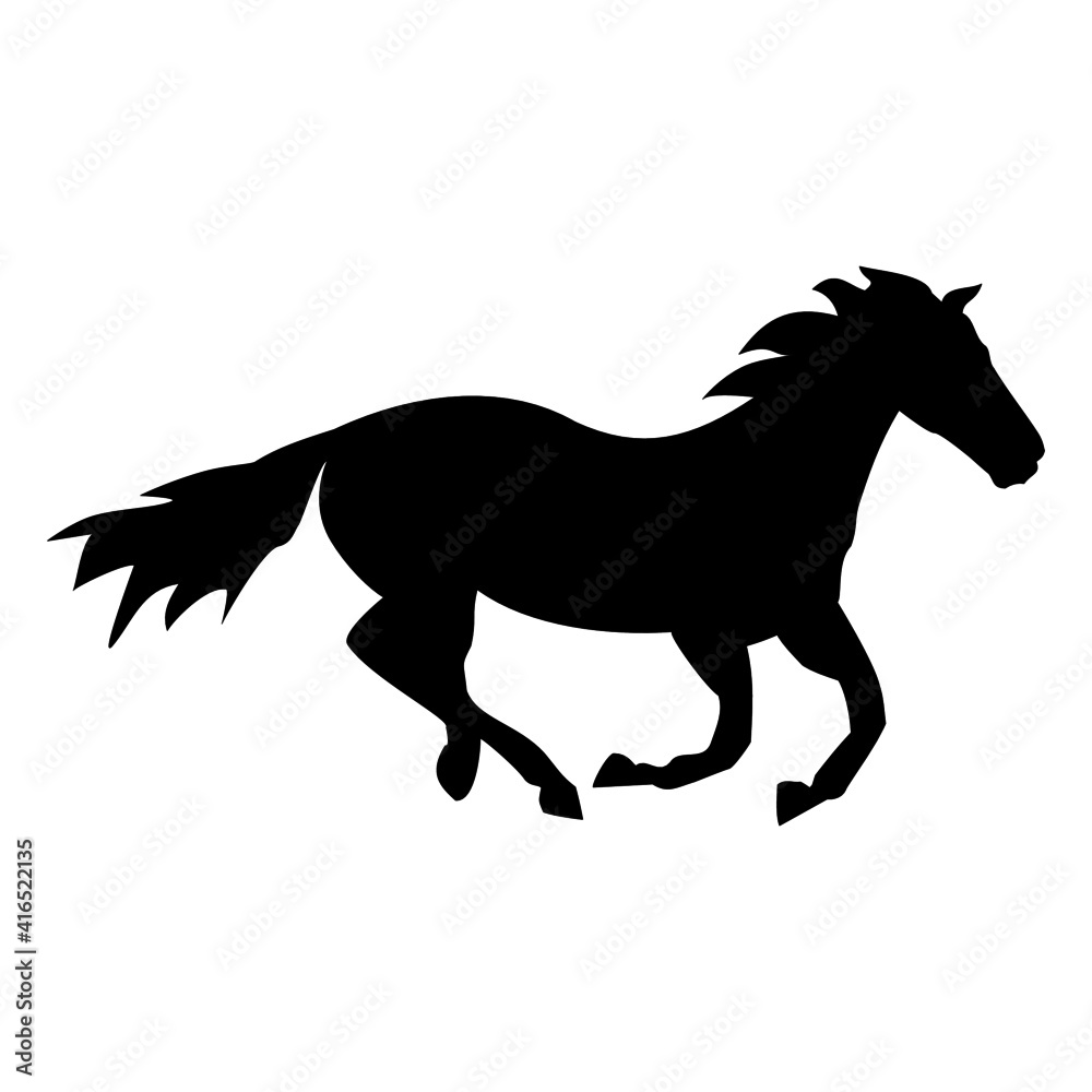 Horse gallop silhouette running vector icon
