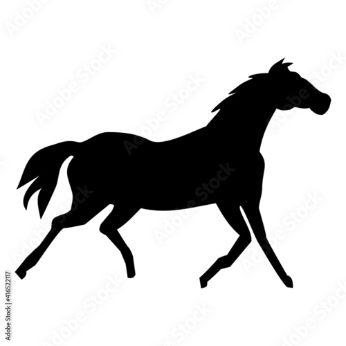 Horse trotting walking silhouette vector icon 