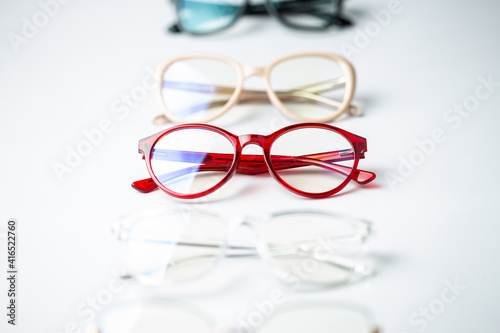 optical glasses in white background