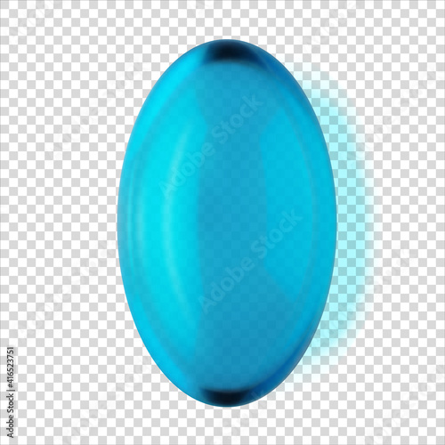 Transparent blue capsule painkiller pill isolated 3d realistic vector illustration, close-up. Medical and health care concept, above. Pharmaceutical medicine.  Supplements pill and probiotics.