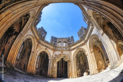 Imperfect or Unfinished Chapels, View from below, Dominican Monastery of Batalha or Saint Mary of the Victory Monastery, Batalha, Leiria district, Portugal photo