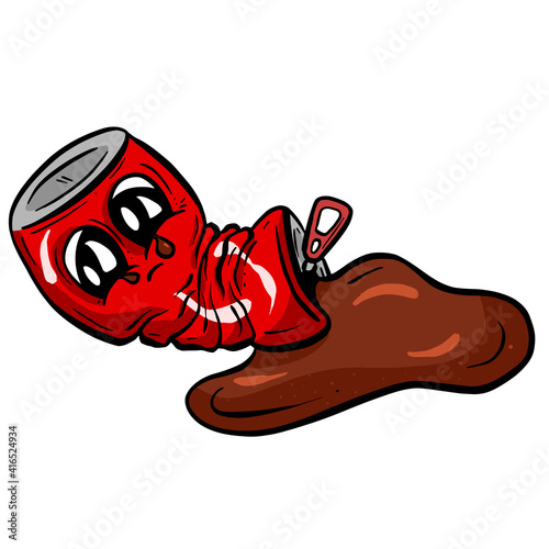 Cartoon Cola Soda Pop Crushed Can Cartoon Vector Illustration