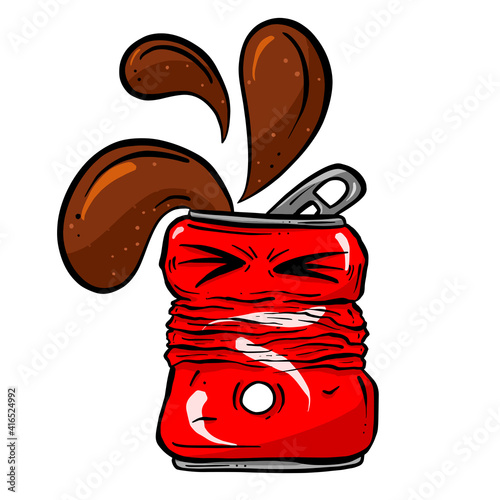 Cartoon Cola Soda Pop Crushed Can Cartoon Vector Illustration