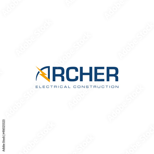 Archer logo design. Electrical construction logo design. Electric instalation services sign template. 