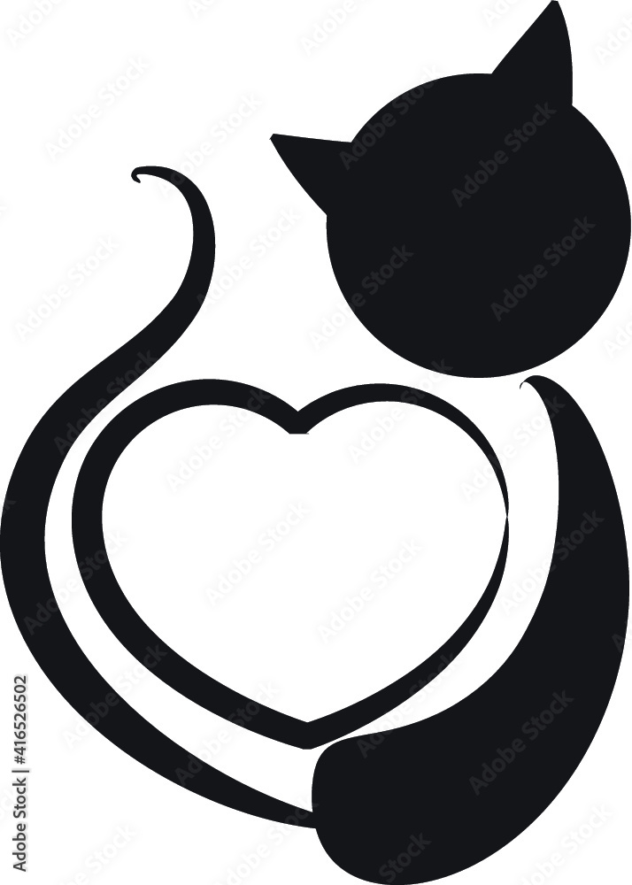 vector sign heart shape with cat icon logo symbol vector sign heart shape with cat icon logo symbol