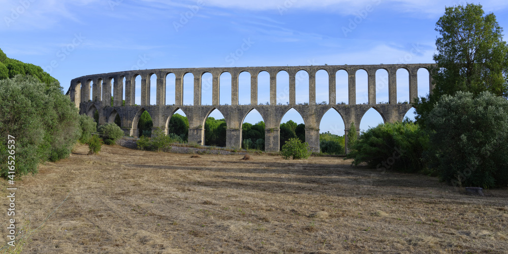 Pegoes aqueduct, Castle and Convent of the Order of Christ, Tomar, Santarem district, Portugal
