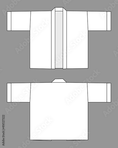 White  Greatcoat Template Vector On White Background.Front and Back View.