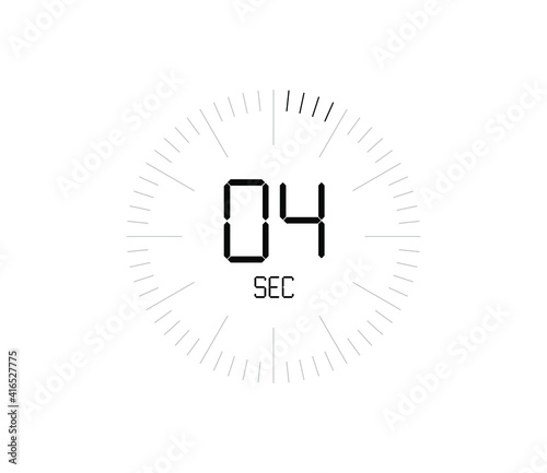 Timer 4 sec icon, 4 seconds digital timer
