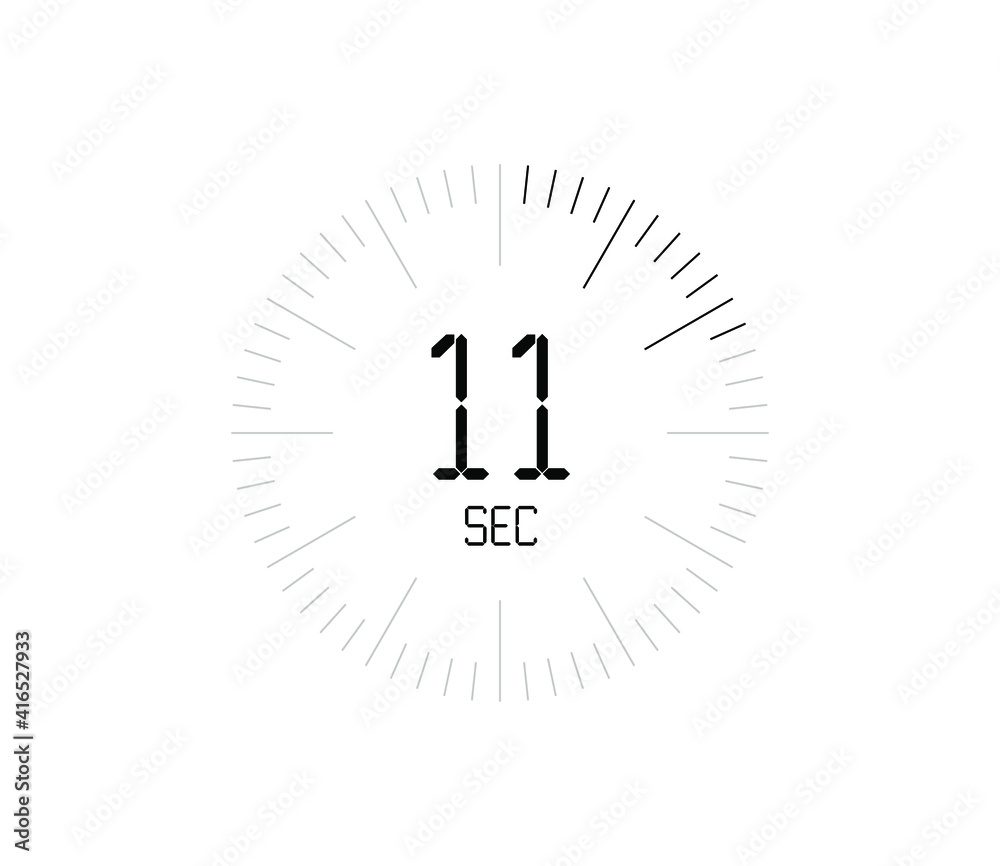 Timer 11 sec icon, 11 seconds digital timer Timer 11 sec icon, 11 seconds digital timer
