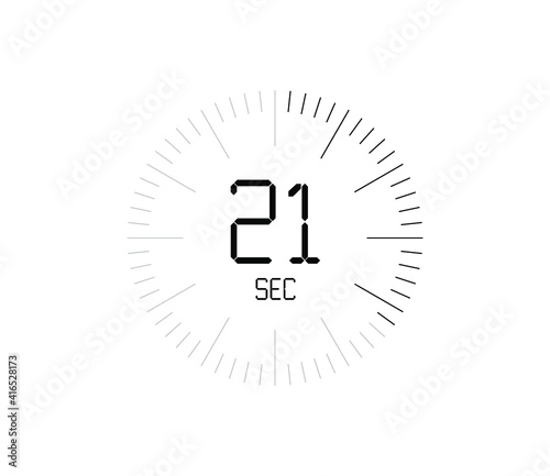 Timer 21 sec icon, 21 seconds digital timer