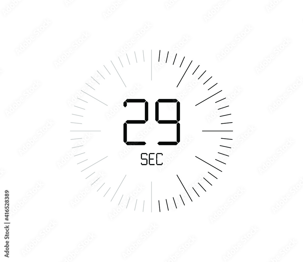 Timer 29 sec icon, 29 seconds digital timer Timer 29 sec icon, 29 seconds digital timer