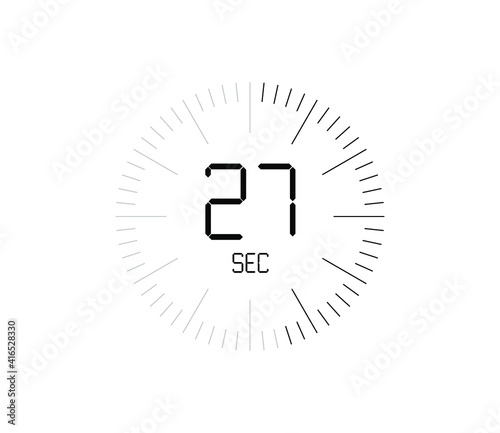Timer 27 sec icon, 27 seconds digital timer