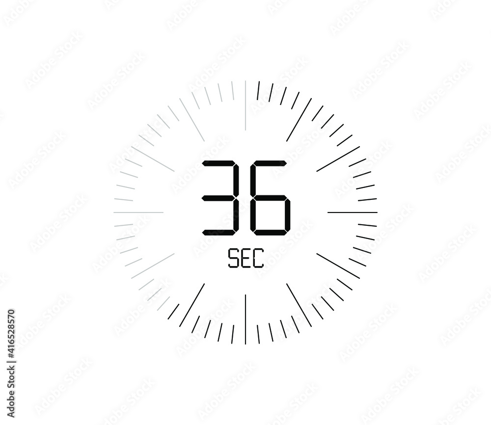 Timer 36 sec icon, 36 seconds digital timer Timer 36 sec icon, 36 seconds digital timer
