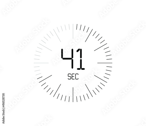 Timer 41 sec icon, 41 seconds digital timer